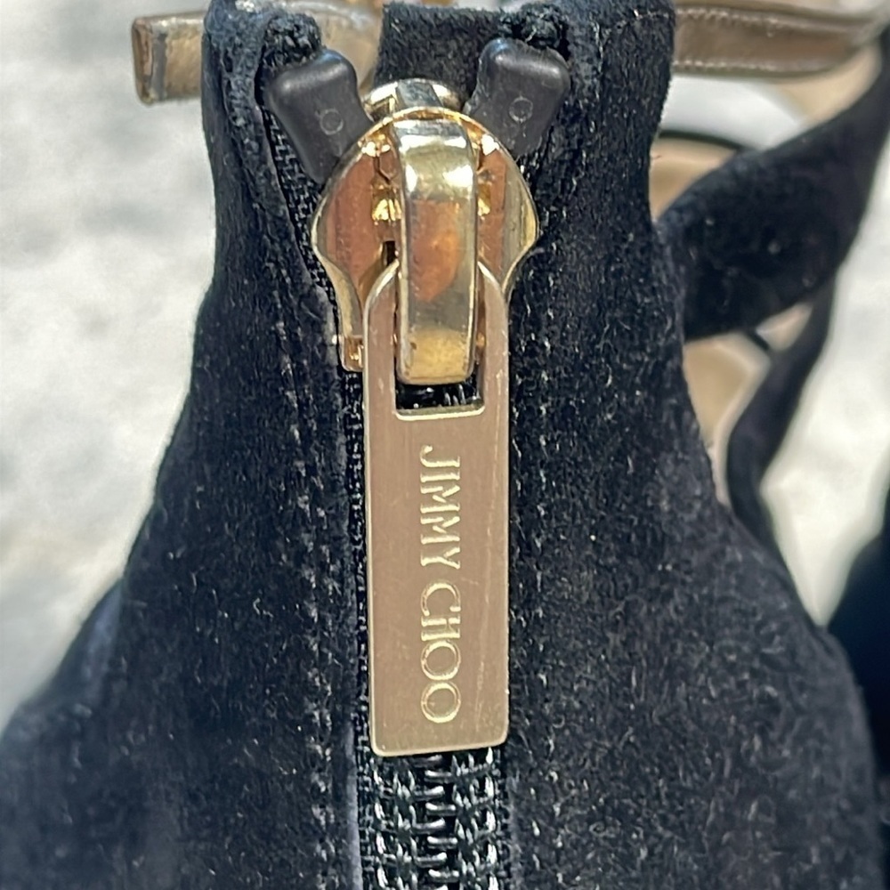 SOLD - Jimmy Choo Fathom Strappy Cage Bootie Heels Gladiator Black Sz 37 - Picture 7 of 16